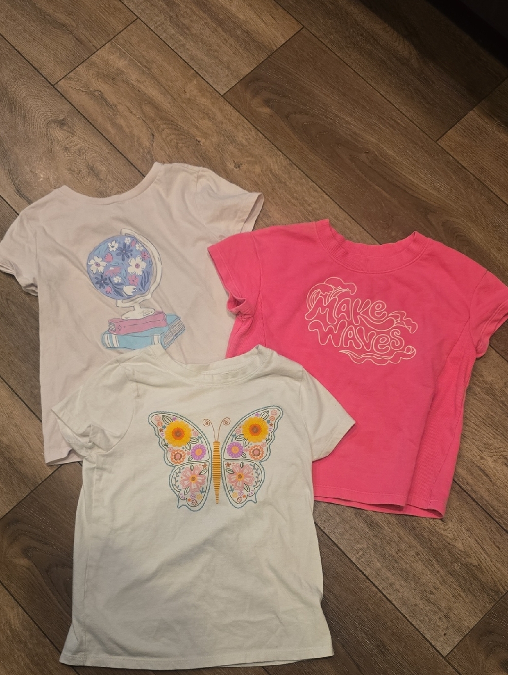Cat & Jack Girls' Pink 'Make Waves' Short Sleeve Tee & Two Graphic Tees